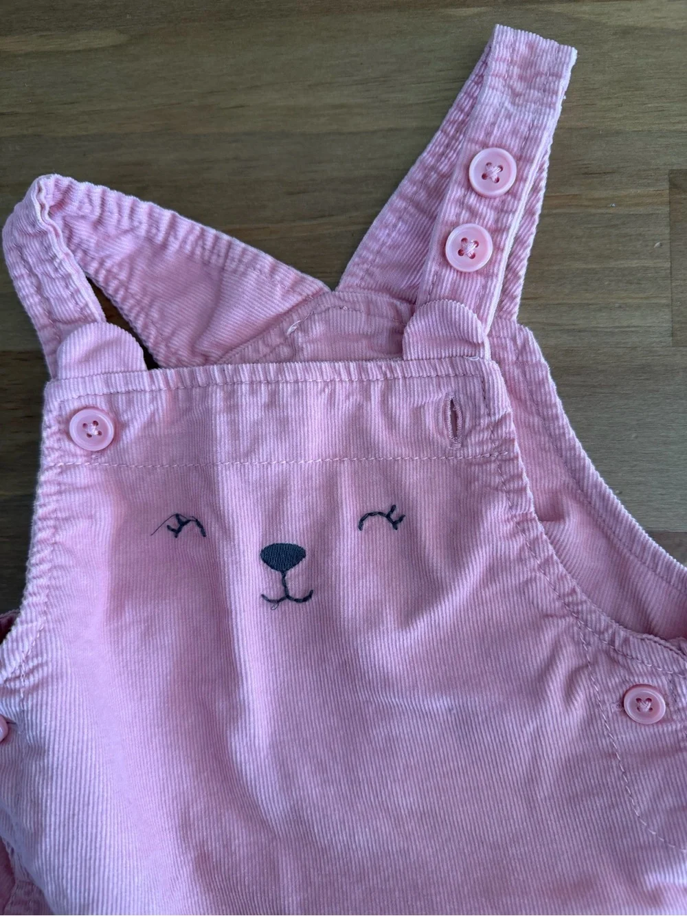 Carter's Pink Corduroy Overall Dress with Embroidered Face Size 9M